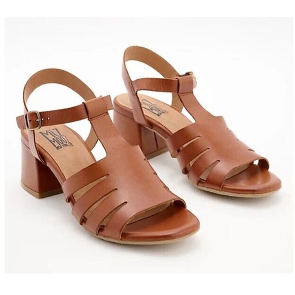 New‎ Miz Mooz Boardwalk Leather Fisherman Heeled Sandals Brandy EU 41 US 9.5-10 - Picture 1 of 7